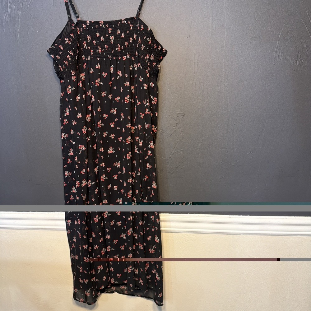 No Boundaries Lace Trim Maxi Dress Women Sz XL Floral Black Cottagecore Milk Mai - Picture 5 of 8